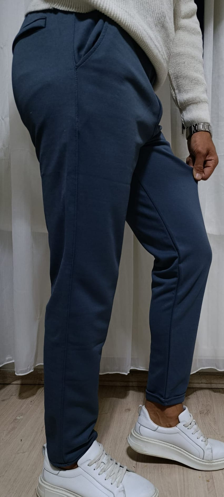 Erkek slim fit likralı kumaş jogger pantolon
