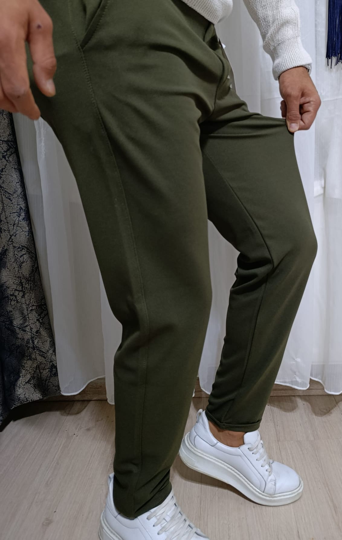 Erkek slim fit likralı kumaş jogger pantolon